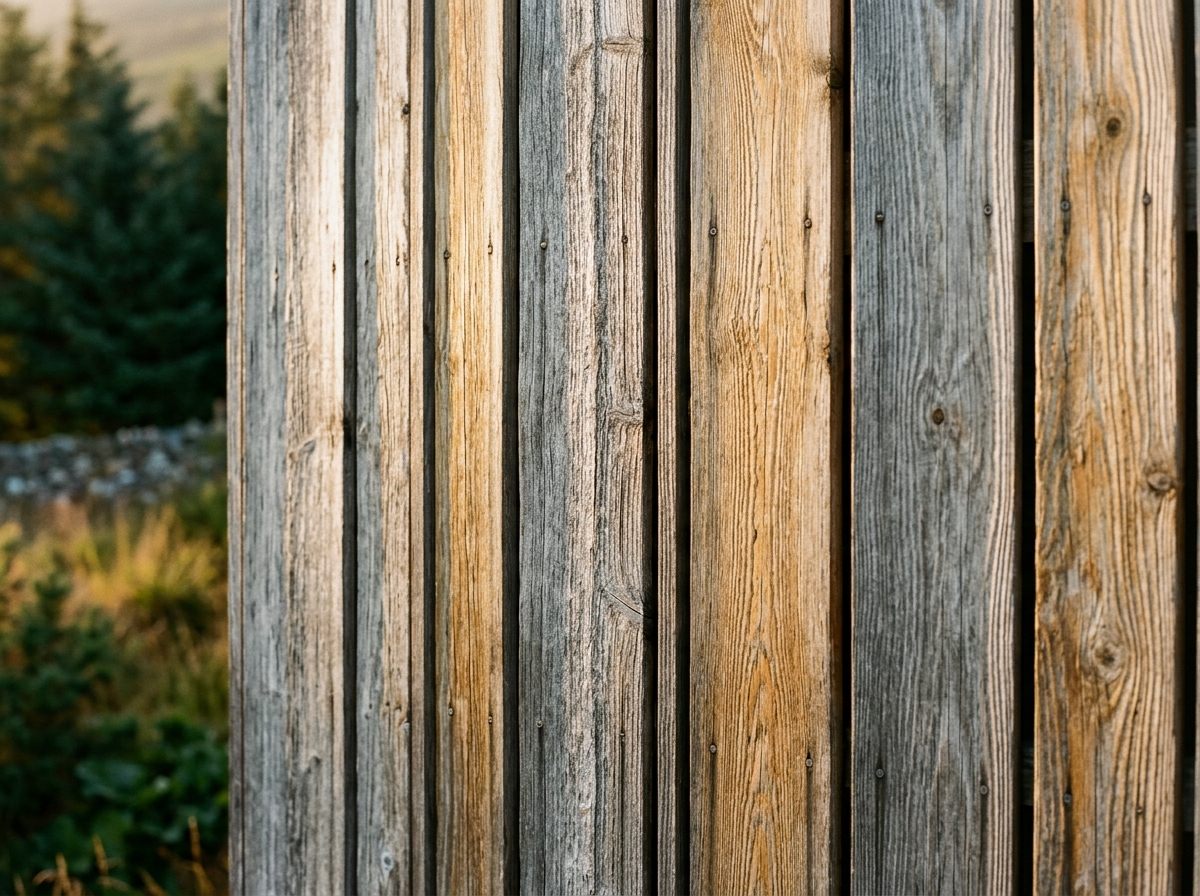 Bardage en mélèze vertical patiné argenté, texture de bois en gros plan